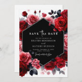 Elegante minimale karmozijnrode bruiloft save the date (Voorkant / Achterkant)