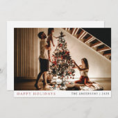 Elegante minimale kerst | Modern familieportret Feestdagenkaart (Voorkant / Achterkant)
