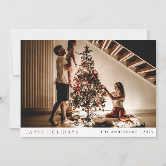 Elegante minimale kerst | Modern familieportret Feestdagenkaart (Voorkant)