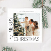 Elegante Minimale Kerstmis Groet Foto QR code Feestdagenkaart