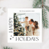 Elegante Minimale Kerstmis Groet Foto QR code Feestdagenkaart