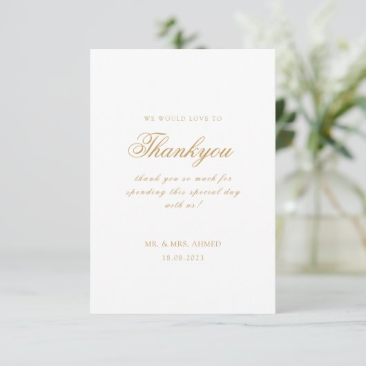 Elegante minimale moderne witte script moslim brui bedankkaart (Staand voorkant)