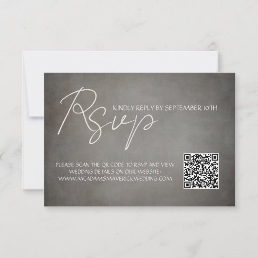 Elegante Minimale QR Code Bruiloft RSVP Response K (Voorkant)