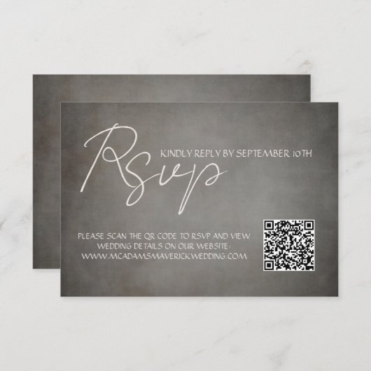 Elegante Minimale QR Code Bruiloft RSVP Response K (Voorkant / Achterkant)