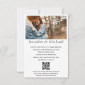 Elegante minimale QR-code RSVP 4 foto's Bruiloft Kaart (Achterkant)