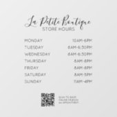 Elegante minimale Script Store Uren QR-code Raamsticker (Vel)