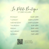 Elegante minimale Script Store Uren QR-code Raamsticker (Vel 3)