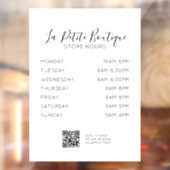 Elegante minimale Script Store Uren QR-code Raamsticker (Vel 2)