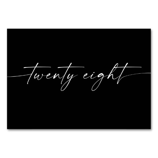 Elegante minimale script tafelkaarten nummer 28 kaart (Voorkant)