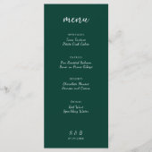 Elegante minimale smaragd groene bruiloft menu (Voorkant)