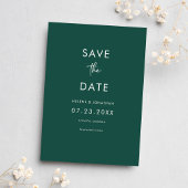 Elegante minimale smaragd groene bruiloft save the date