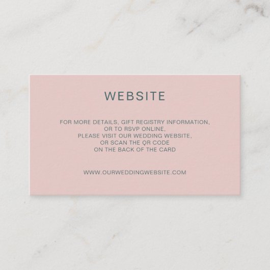 Elegante minimale stoffige roze QR Code website Informatiekaartje (Voorkant)