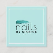 Elegante minimale turquoise nagellakslag vierkante visitekaartje (Voorkant)