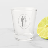 Elegante minimale typografie bruiloft koppel moder shot glas (Achterkant)