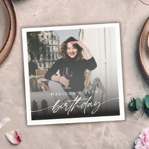 Elegante Minimale Verjaardagsfeest Foto Moderne Sc Servet