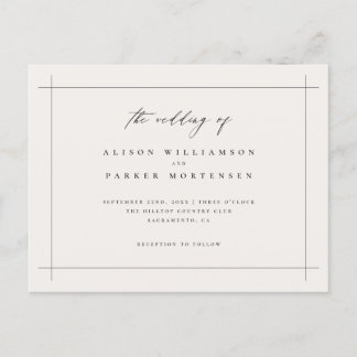 Elegante minimale zwarte en ivoren typografie brui uitnodiging briefkaart