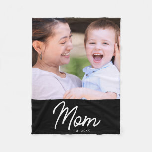 Elegante minimale zwarte scriptfoto van mama fleece deken