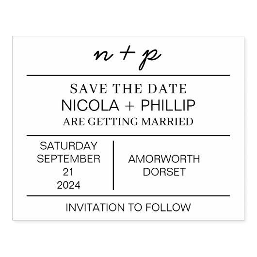 Elegante minimalist Bewaar de datum bruiloft stemp Rubberstempel (Afrduk)