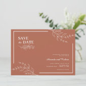 Elegante minimalist Save the Date Teracota bruilof Kaart (Staand voorkant)