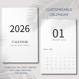 Elegante Minimalistische 2026 Agenda Kalender