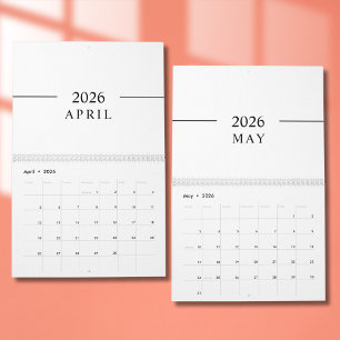 Elegante Minimalistische 2026 Agenda Kalender