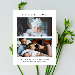 Elegante Minimalistische 2 Foto's Baby Shower Briefkaart