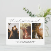 Elegante minimalistische 3 foto's Bedankt bruiloft (Staand voorkant)