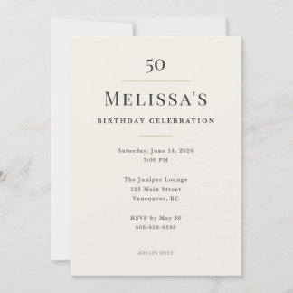 Elegante Minimalistische 50e Verjaardagsviering Kaart