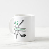 Elegante minimalistische aangepaste Golf Monogram Koffiemok (Voorkant links)
