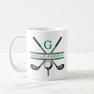 Elegante minimalistische aangepaste Golf Monogram  Koffiemok