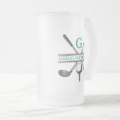 Elegante minimalistische aangepaste Golf Monogram Matglas Bierpul (Voorkant rechts)