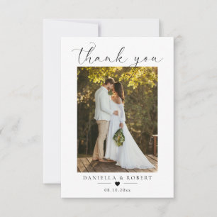 Elegante Minimalistische Aangepaste Trouwfoto van Bedankkaart