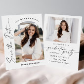 Elegante minimalistische afstudeerfeest 2 foto save the date