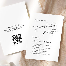 Elegante minimalistische afstudeerfeest QR-code Kaart