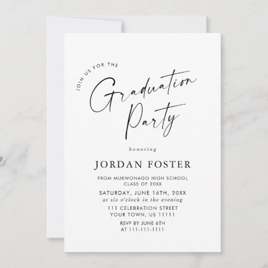 Elegante minimalistische afstudeerfeest QR-code Kaart (Voorkant)