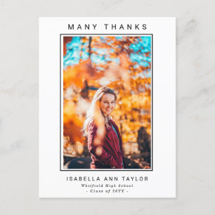 Elegante Minimalistische Afstudeerfoto Bedankt Briefkaart