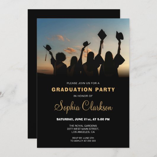 Elegante minimalistische Afstuderen uitnodiging (Voorkant / Achterkant)