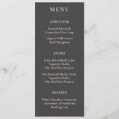 Elegante minimalistische amandelgrijze bruiloft menu (Achterkant)