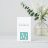 Elegante minimalistische Aqua + Script #Monogram Visitekaartje (Staand voorkant)