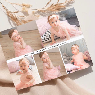 Elegante minimalistische babyshower foto bedankkaart