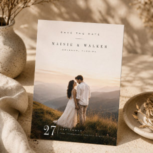 Elegante Minimalistische Berghuwelijksfoto Save The Date