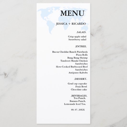 Elegante minimalistische bestemmingDusty Blue Wedd Menu (Voorkant)