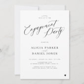 Elegante minimalistische black script verlovingsfe kaart (Voorkant)