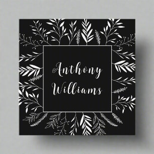 Elegante minimalistische Black & White takken Vierkante Visitekaartje