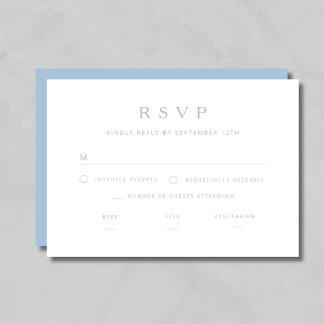 Elegante Minimalistische Blauwe Bruiloft RSVP Kaartje