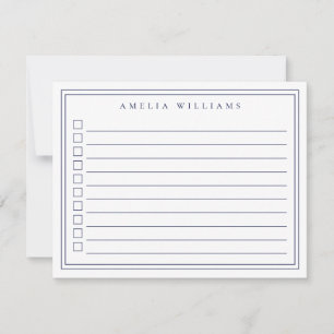 Elegante Minimalistische Blauwe Takenlijst Checkbo Notitiekaartje