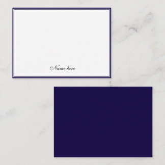 Elegante minimalistische blauwe & witte dubbele ra notitiekaartje