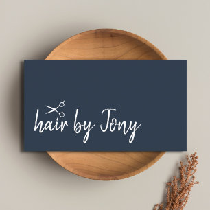 Elegante Minimalistische Blauwe Witte Kapper Visitekaartje