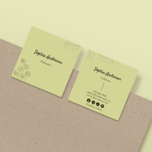 Elegante minimalistische bloemenaccenten vierkante visitekaartje