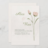 Elegante minimalistische bloemenbruiloft uitnodigi feestdagenkaart (Voorkant / Achterkant)